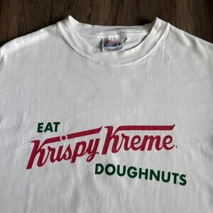 Vintage Krispy Kreme Doughnuts T-Shirt Men's Size M White Promo Eat Doughnuts